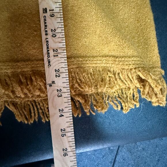 ANTHROPOLOGIE Joy Fringe Hem V-Neck Mustard Maize Soft Jumper Sweater Sz Medium - Picture 6 of 11